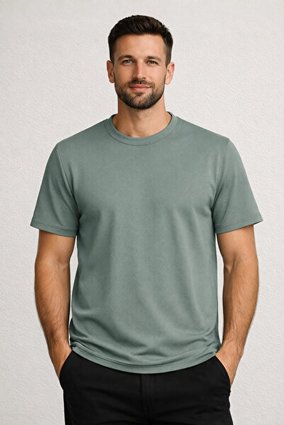 Umay moda 59 Men's Textured Basic T-Shirt -Umay Dikim Evi