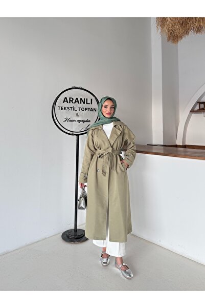 Aranlı tekstil Λιτή καμπαρντίνα - Χακί - Oversize