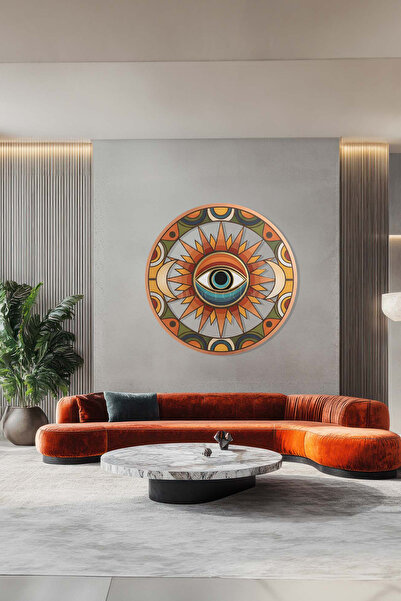 macrodec ] Sacred Eye Mistik Metal Tablo - Göz ve Güneş Temalı Renkli Mandala...