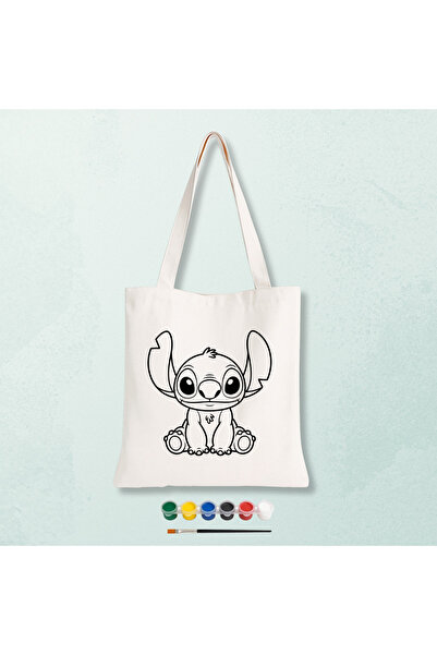 Cemira Stitch Tasarımlı Boyalı Boyanabilir Bez Çanta - Çocuklar İçin Eğitici ...