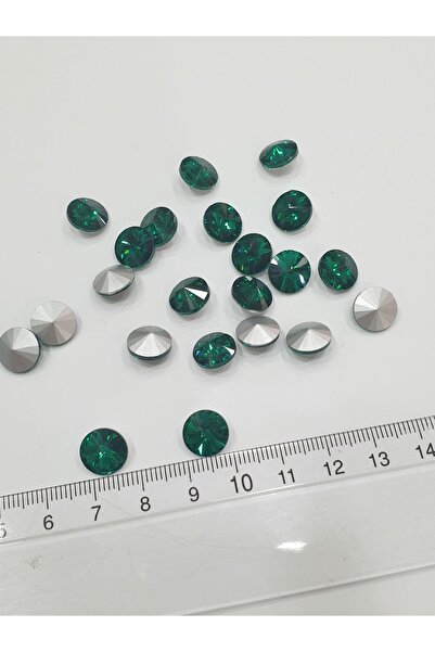 CRYSTALSHOP Piatră adezivă - {Cu spate bomburat} Verde Rotundă 10mm (100 buc)