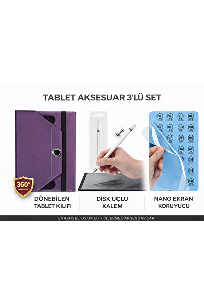 ebulduk حافظة تابلت متوافقة مع Vestel VTAB Z1 مع حامل دوار عالمي + قلم ستايلس...