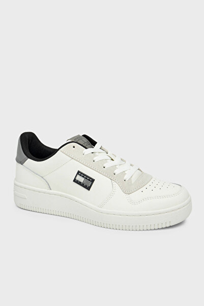 Tommy Jeans Deri Logolu Sneaker Ayakkabı Erkek AYAKKABI EM0EM01681 0K6