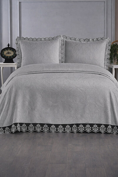 Hig Store Διπλό κάλυμμα κρεβατιού - Γκρι - Geblümt