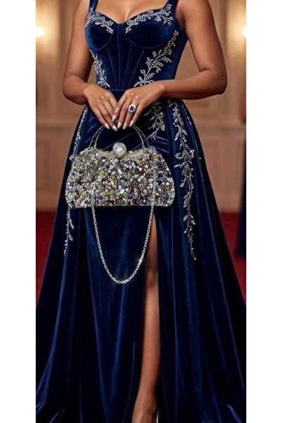 Levidor Πολύχρωμη πέτρινη κεντημένη γυναικεία βραδινή τσάντα χειρός -930192