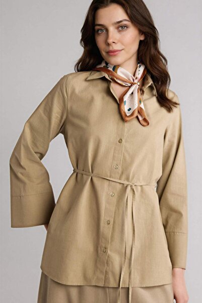 DeFacto Regular Fıt Flamlı Pamuk Uzun Kollu Tunik H1868AX26SM