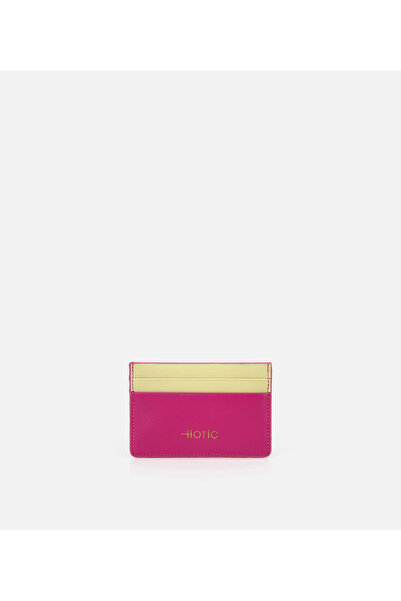 Hotiç Γυναικεία δερμάτινη θήκη για κάρτες σε ροζ χρώμα