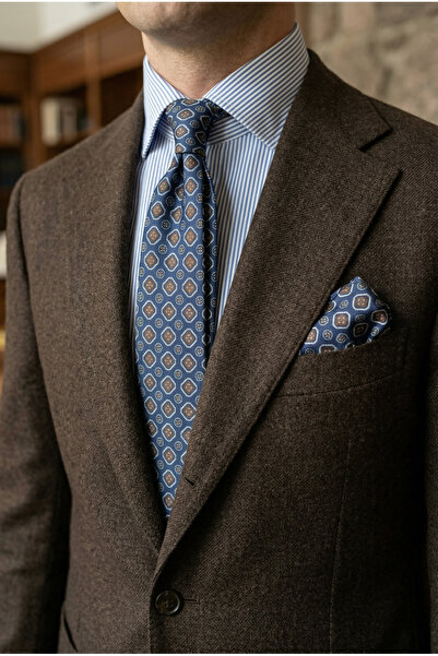 CROATE Navy Blue Italian Minimal Patterned Premium Tie – Stylish & Timeless D...