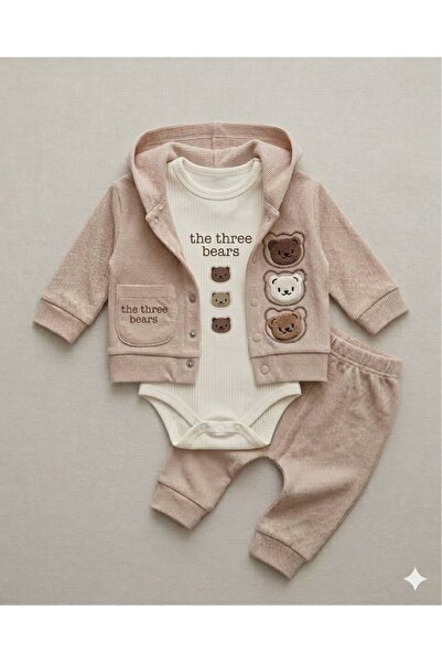 KapsülBebek Teddy Bear Embroidered Waffle Seasonal Set - 100% Cotton