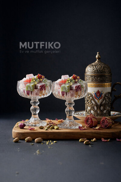 Mutfiko Premium 6’lı Cam Lokumluk Seti – Şık Ayaklı Sunumluk