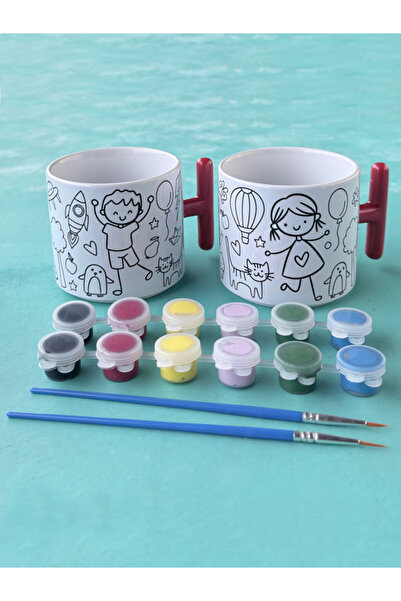 Hepsi Enteresan Paintable T-Cup for Boys and Girls, Cup with Paint Set, April...