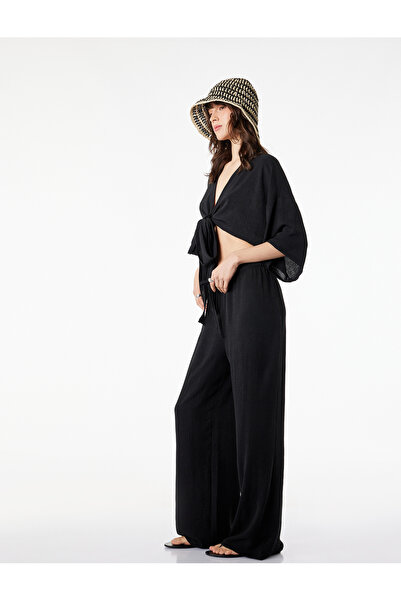 Koton Παντελόνι Aerobin με φαρδιά μπατζάκια και κορδόνια στη μέση