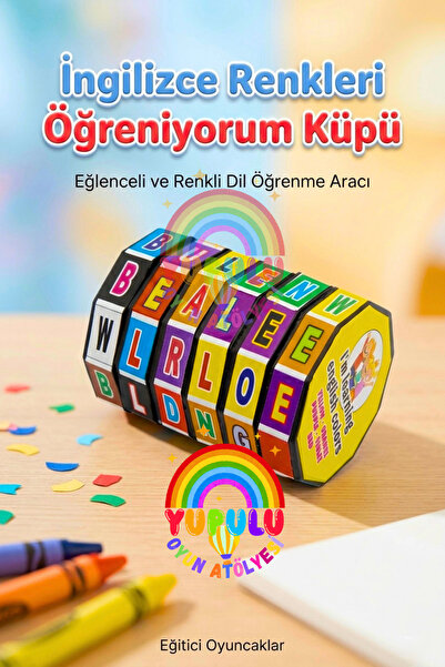YUPULU İngilizce Renkleri Öğreniyorum Zeka Küpü İngilizce Kelime Harf Öğrenme...