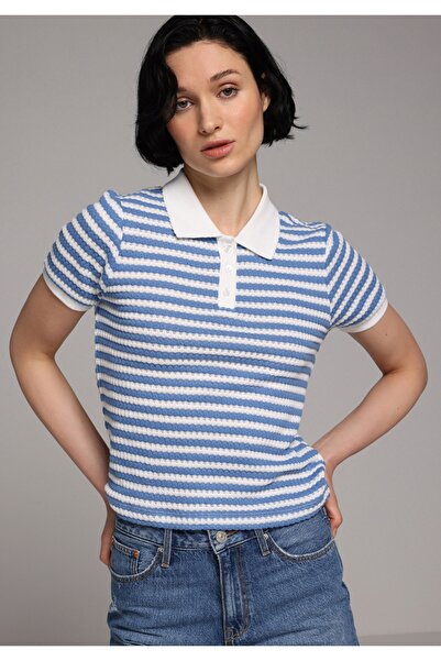 Colin's Slim Fit Polo γιακά ριγέ Γυναικείο μπλουζάκι με κοντό μανίκι