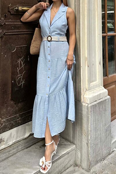 XXL BUTİK Φόρεμα - Μπλε - Φουσκωτή φούστα