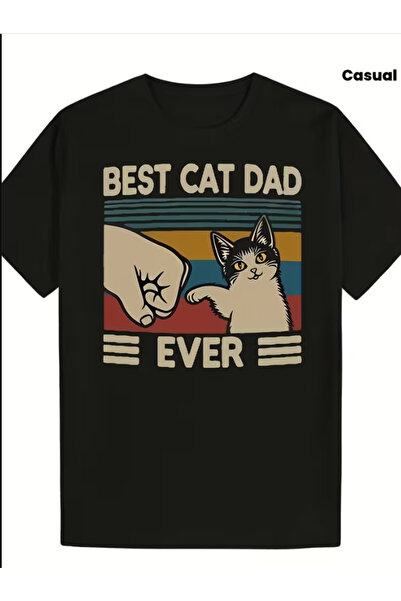 NOURAM Men'S Funny Summer Short Sleeve Tee with Cat and Paw Print Design, Bla...