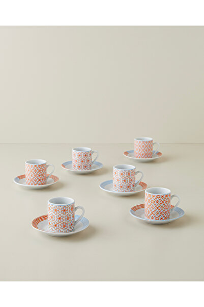 English Home Sora Bloom Porselen 12 Parça 6 Kişilik Kahve Fincan Takımı 80 ml...