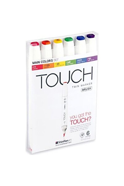 Genel Markalar Twin Brush Marker Kalem 6lı Set Ana Renkler