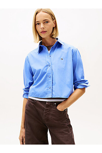 Tommy Hilfiger Relaxed Fit Cropped Poplin Shirt