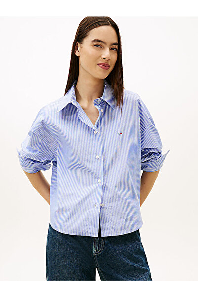Tommy Hilfiger Oversized Fit Metallic Cropped Shirt