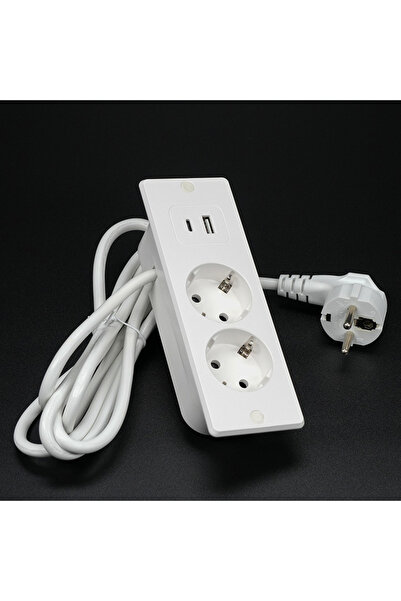 Choice6 USB A C white EU KR Table Recessed Sockets 2 Outlets with USB type c ...