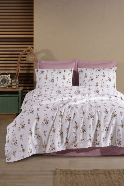 Enlora Home Desenli Pike Takımı Tek Kişilik Buket Beyaz (Pike+Çarşaf+Yastık K...