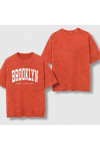 ZAVIXO -Unisex Oversize Brooklyn Printed Vintage T-Shirt 100% Cotton 05