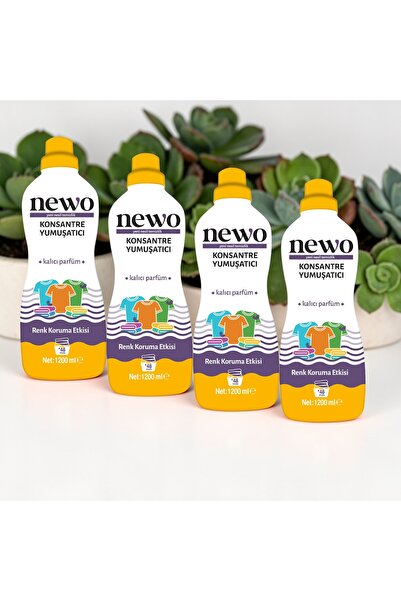 Newo 4'lü Konsantre Yumuşatıcı 1200 ml x 4 Adet - Renk Koruma Etkili ve Kalıc...