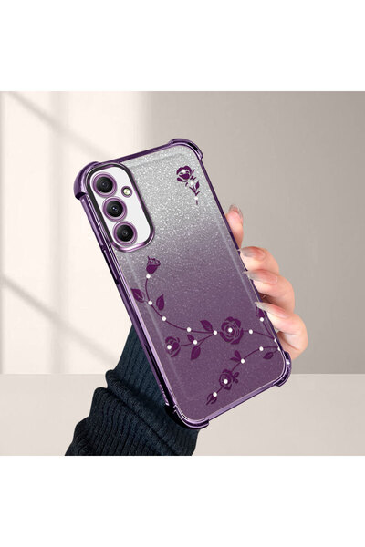 SLIMFELT Samsung Galaxy A34 5G Uyumlu Yüksek Kaliteli Çiçekli Şeffaf Kılıf, G...