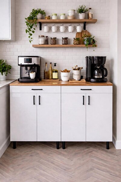 Çavdar Mobilya Dekorasyon Kapaklı Çok Amaçlı Kahve Köşesi Dolabı( (Duvar rafl...