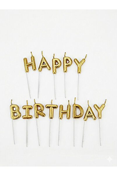Dizayn Parti Evi DZYN Happy Birthday Harf Mum 2,5 cm Gold – Pasta Üstü Yazı M...