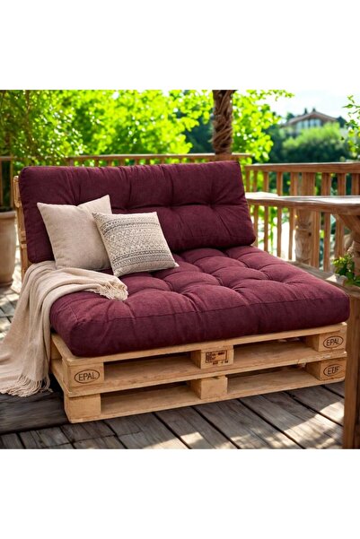 Pucioasa Σετ 2 χοντρών μαξιλαριών για παλέτες κήπου, στρώμα και πλάτη, Μοβ Πε...