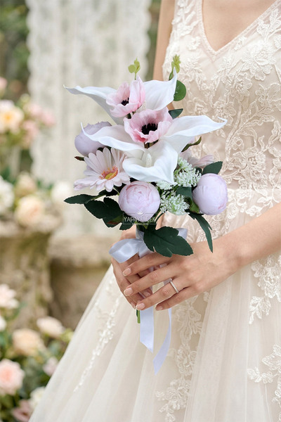 Yapay Çiçek Deposu Σετ Νυφικής Ανθοδέσμης Σελίας 2 τεμαχίων