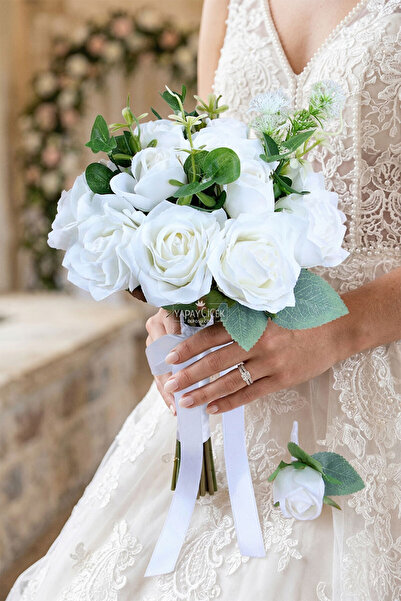 Yapay Çiçek Deposu Αθάνατη Νυφική Ανθοδέσμη Ονείρου, Σετ 2 τεμαχίων