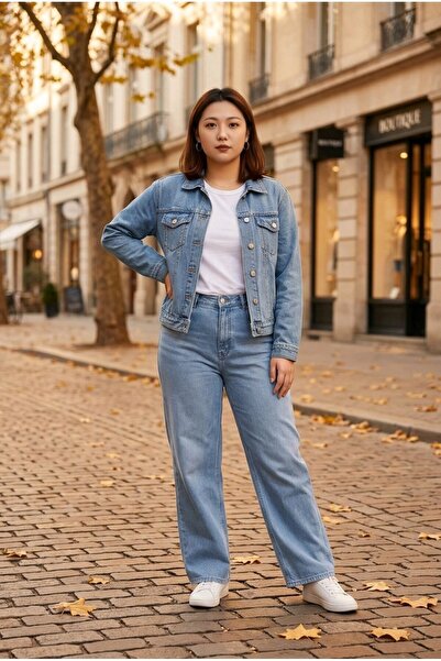 kotmodası Τζιν σε χρώμα Ice Blue - Γυναικείο παντελόνι Palazzo με ψηλή μέση κ...