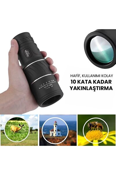 UpWay 16x52 Monoküler Dürbün - HD K9 Optik Cam Lens - 10X Yakınlaştırma
