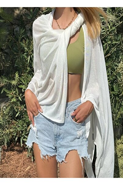 VARENZEA Women's Viscose Knitwear Shawl Asymmetrical Cut Draped Cape Summer B...