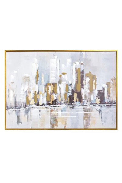 ELITECOMMERCEMARKET Tablou in Ulei cu Model Abstract Oras cu Cladiri 100x3x70cm
