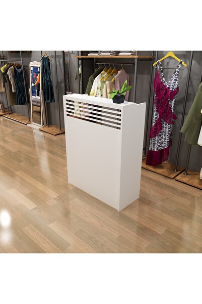 morepp Star 110 cm Karşılama Bankosu Kasa Resepsiyon Masası Ofis Masası Beyaz...