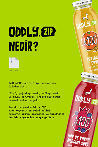 ODDLY .Zıp %100 Karışık Meyve Suyu12x1 250 ml İlave Şeker İçermez --