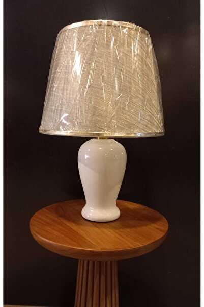 Lamba Beyaz Dayanıklı Kaliteli Porselen Sade Tasarım Abajur 45cm