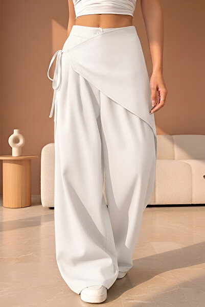 nurbeli Γυναικείο ασύμμετρο σχέδιο με ψηλή μέση παντελόνι palazzo