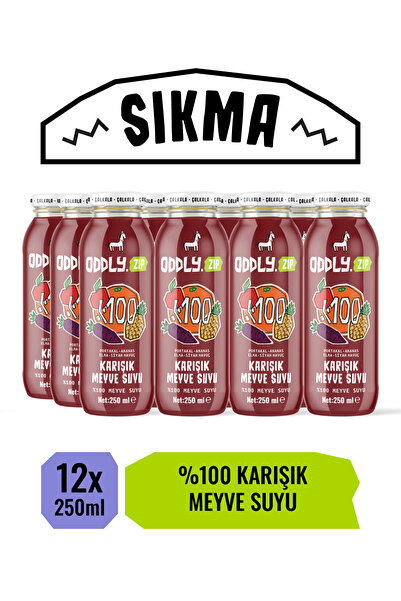 ODDLY .Zıp %100 Karışık Meyve Suyu12x1 250 ml İlave Şeker İçermez --