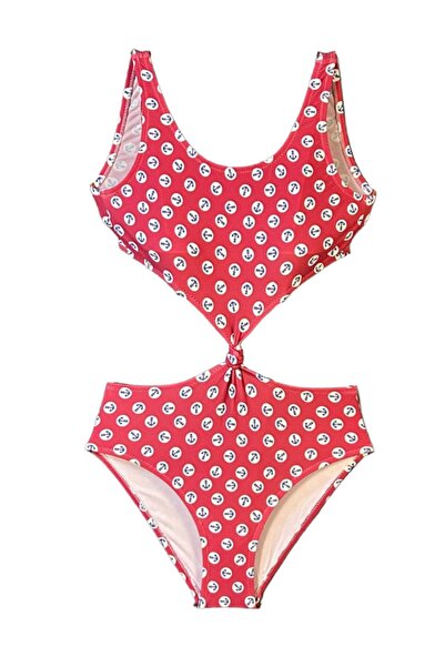 LOOK ME Marine Themed Anchor Figured Cut-Out Knot Detailed Girls' Swimsuit