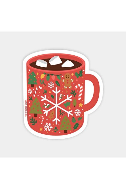 The Sticker Story. ملصق كوب الشوكولاتة الساخنة لعيد الميلاد