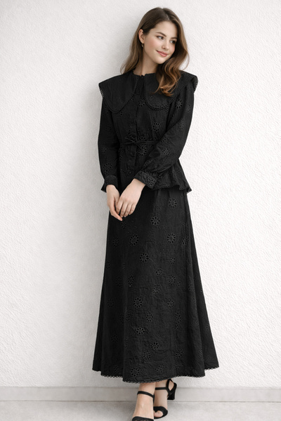 benguen Βρεφικό Σετ Κοστούμι με Γιακά και Παπιγιόν A7008 Μαύρο