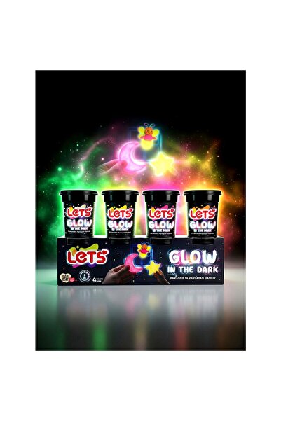Zümrüt Kırtasiye LETS 4 Renk Karanlıkta Parlayan Oyun Hamuru 440 g(IML) YENİ