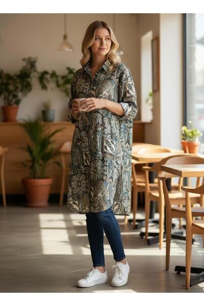 VETRE Women's Plus Size Long Viscose Shirt