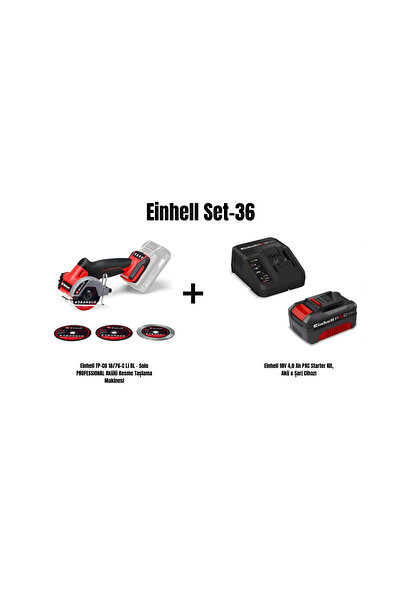 Einhell Set-36(Einhell TP-CO 18/76-C Li BL Akülü Kesme Taşlama Makinesi+18V 4...