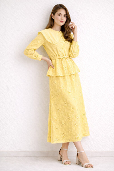 benguen Βρεφικό Σετ Διπλό Κοστούμι με Γιακά Φιστό A7008 Κίτρινο